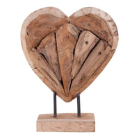 Almada decoratief hart van teakhout - naturel - Mooier Thuis