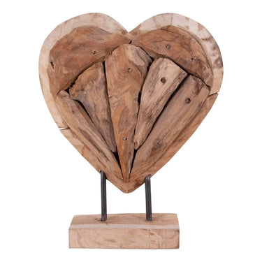 Almada decoratief hart van teakhout - naturel