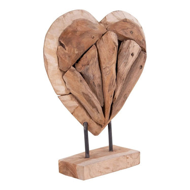 Almada decoratief hart van teakhout - naturel