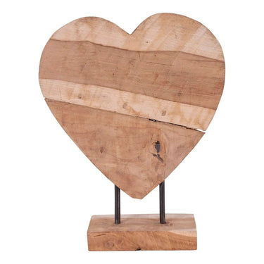 Almada decoratief hart van teakhout - naturel