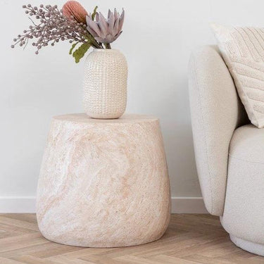 Bonn Bijzettafel van fiberclay naturel Ø47.5 cm