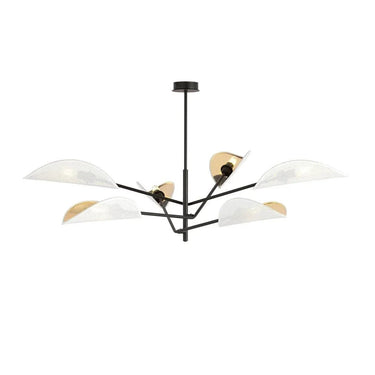 VENE 6-lichts hanglamp - Wit/goud stoffen kappen