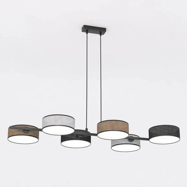 DRUMZ 6-lichts hanglamp - Mix textiel - Zwart frame