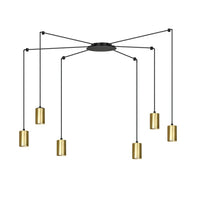 TRAKER 6-lichts hanglamp - Zwart goud frame - Mooier Thuis