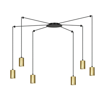 TRAKER 6-lichts hanglamp - Zwart goud frame