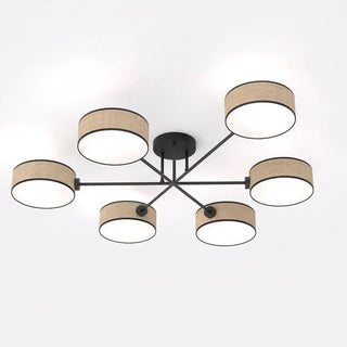 MAGA 6-lichts plafondlamp - Zwart rattan - Mooier Thuis