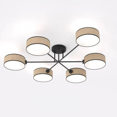 MAGA 6-lichts plafondlamp - Zwart rattan