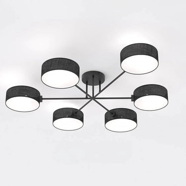 MAGA 6-lichts plafondlamp - Zwart textiel