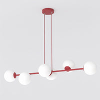 Magnus hanglamp opaalwit glas 6-lichts bordeaux