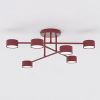 Halo plafondlamp 6-lichts bordeaux
