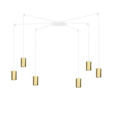 TRAKER 6-lichts hanglamp - Wit gouden accenten