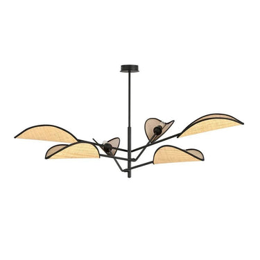 VENE 6-lichts hanglamp - Zwart rattan