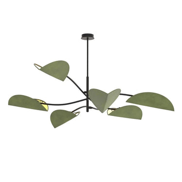 LOTUS 6-lichts hanglamp - Groen - Zwart frame