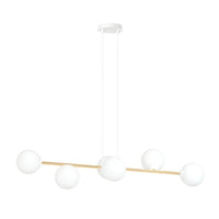 GRAVITY 6-lichts hanglamp - Wit glas - Goud frame - Mooier Thuis