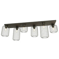 BARN 6-lichts plafondlamp - Zwart metalen draadkappen - Mooier Thuis