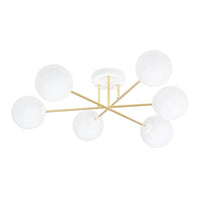 MAGNUM 6-lichts plafondlamp - Wit glas - Goud frame - Mooier Thuis