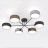 MAGA 6-lichts plafondlamp - Mix kappen plafondlamp met kap - bruin en zwart - Mooier Thuis