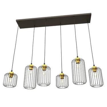 VANDER 6-lichts hanglamp - Zwart Goud draadkap
