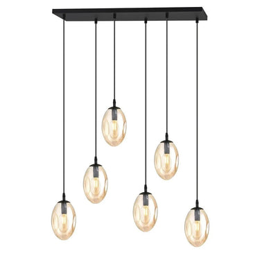 ASTRAL 6-lichts hanglamp - Amber glas