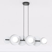 MODEL 6-lichts hanglamp - Wit glas - Grijs frame - Mooier Thuis