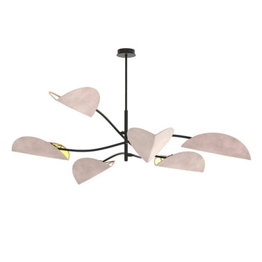 LOTUS 6-lichts hanglamp - Grijs textiel