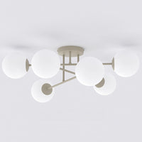 Roma plafondlamp opaalwit glas 6-lichts mokka
