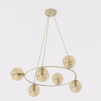Azura hanglamp amber glas 6-lichts amber