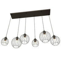 Emibig NANDO 6-lichts hanglamp - Zwart industrieel