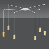 Emibig TRAKER 6-lichts hanglamp - Wit gouden accenten