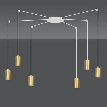 TRAKER 6-lichts hanglamp - Wit gouden accenten