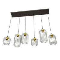 Emibig VANDER 6-lichts hanglamp - Zwart Goud draadkap