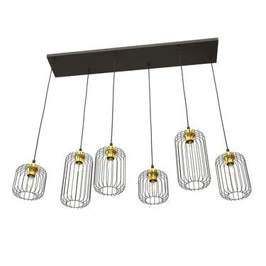 VANDER 6-lichts hanglamp - Zwart Goud draadkap