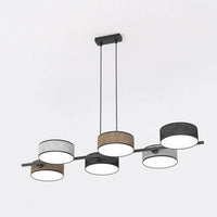 Emibig DRUMZ 6-lichts hanglamp - Mix textiel - Zwart frame