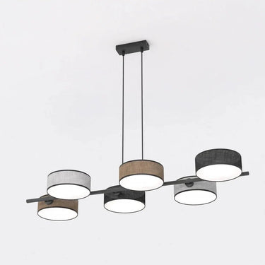 DRUMZ 6-lichts hanglamp - Mix textiel - Zwart frame