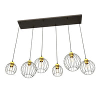 Emibig NANDO 6-lichts hanglamp - Zwart goud frame