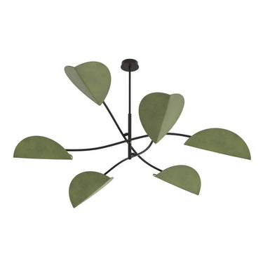 LOTUS 6-lichts hanglamp - Groen - Zwart frame