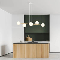 Emibig GRAVITY 6-lichts hanglamp - Wit glas - Goud frame