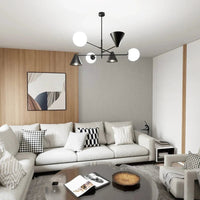 Emibig HERMES 6-lichts hanglamp - Mix wit en zwart glas