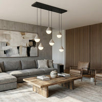 Giro hanglamp wit glas 6-lichts mokka