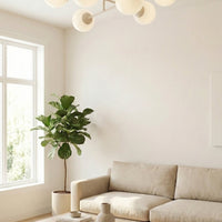 Roma plafondlamp opaalwit glas 6-lichts mokka