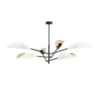 Emibig VENE 6-lichts hanglamp - Wit/goud stoffen kappen