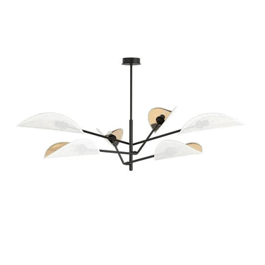 VENE 6-lichts hanglamp - Wit/goud stoffen kappen
