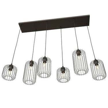 VANDER 6-lichts hanglamp - Zwart draadframe