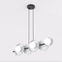 Emibig MODEL 6-lichts hanglamp - Wit glas - Grijs frame