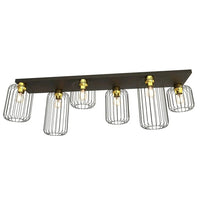 Emibig BARN 6-lichts plafondlamp - Zwart met gouden accenten
