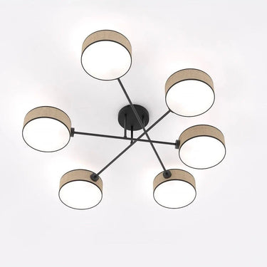 MAGA 6-lichts plafondlamp - Zwart rattan