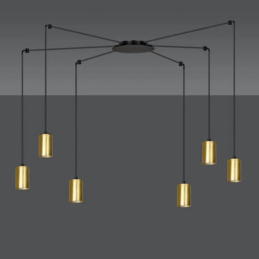 TRAKER 6-lichts hanglamp - Zwart goud frame