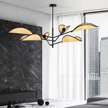 VENE 6-lichts hanglamp - Zwart rattan