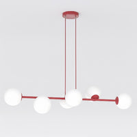 Magnus hanglamp opaalwit glas 6-lichts bordeaux