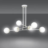 Mooier Thuis - OGNIS 6-lichts hanglamp - Wit glas hanglamp met ronde bol - 90 cm breed